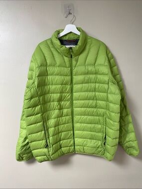 Hawke & Co Men’s Bright Lime Green Packable Puffer Jacket size xxl